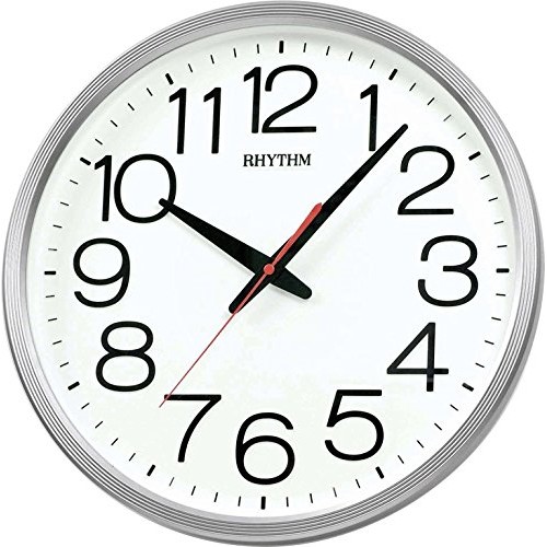 Rhythm Plastic Wall Clock 3D Numerals,Silent Silky Move,Metallic Painting Frame Analog